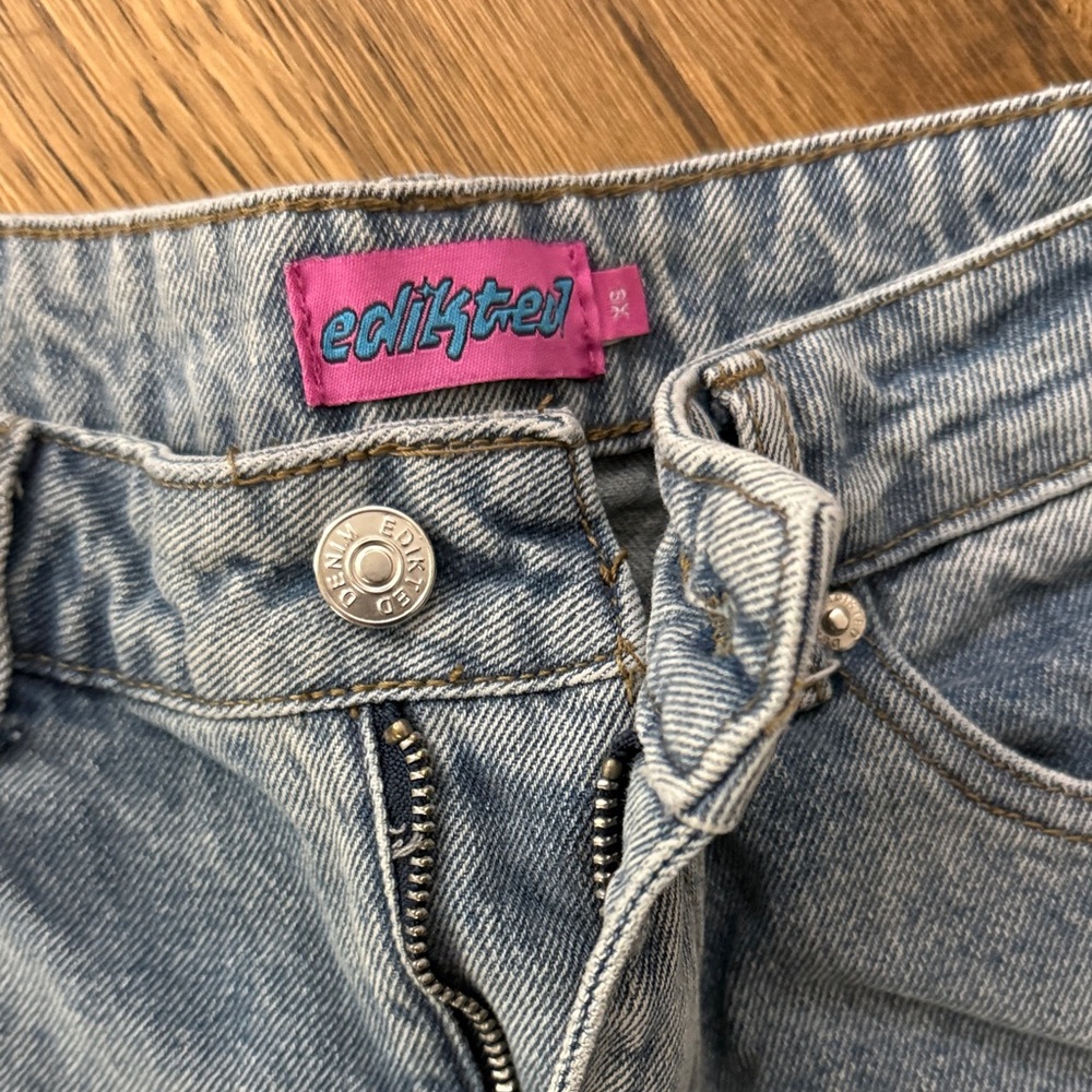 Edikted Light Blue Denim Jeans- XS- baggy straight leg